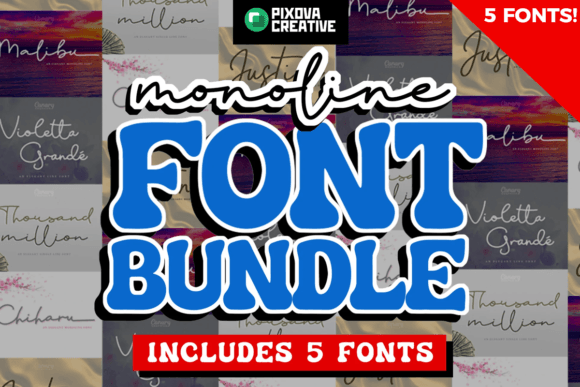 Monoline 5 Script Bundle: A Stylish Handwriting Font Collection